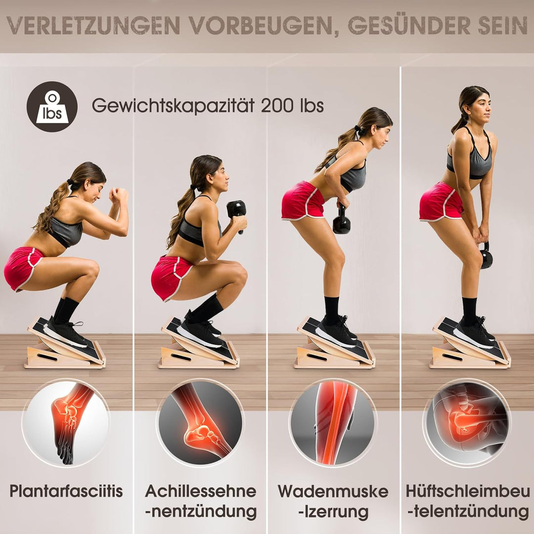 Balance Board 2-in-1 Verstellbares Schrägbrett mit Tragegriff, Rutschfestes Balancebrett und Wadenst