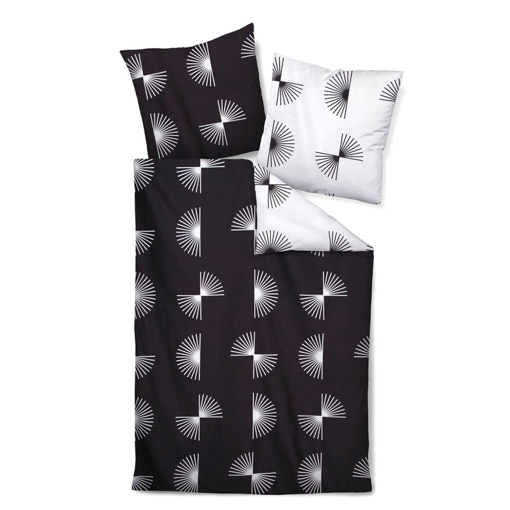 Janine Mako-Satin Bettwäsche J. D. 135x200 cm + 80x80 cm schwarz, 135x200 cm + 80x80 cm
