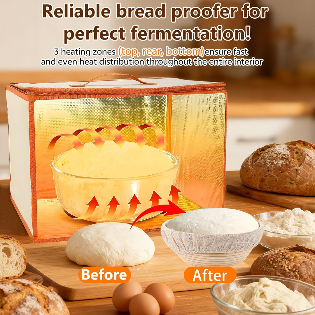 Brot Gärbox Sauerteig, Faltbare Gärbox mit Dreiseitige Oberflächen Heizung Temperaturregelung von 10