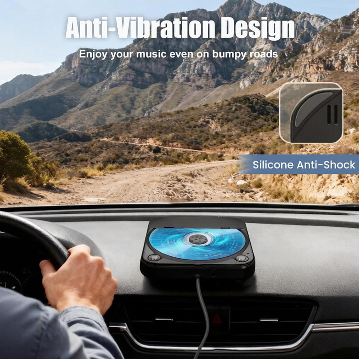 CD Player für Auto mit Silikon Anti-Schock CD Player Auto mit USB-Verlängerungskabel Auto CD Player
