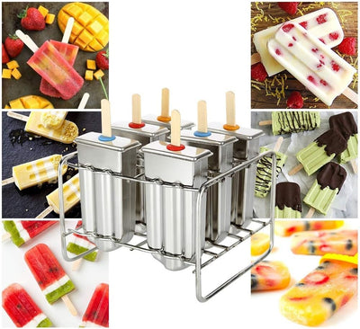 Popsicle Formen Edelstahl, Eislutscher Formen mit Stick Holder Eiscreme Form, Wiederverwendbar Stiel