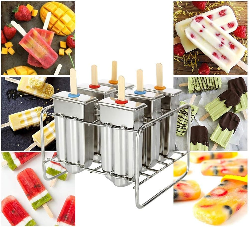 Popsicle Formen Edelstahl, Eislutscher Formen mit Stick Holder Eiscreme Form, Wiederverwendbar Stiel