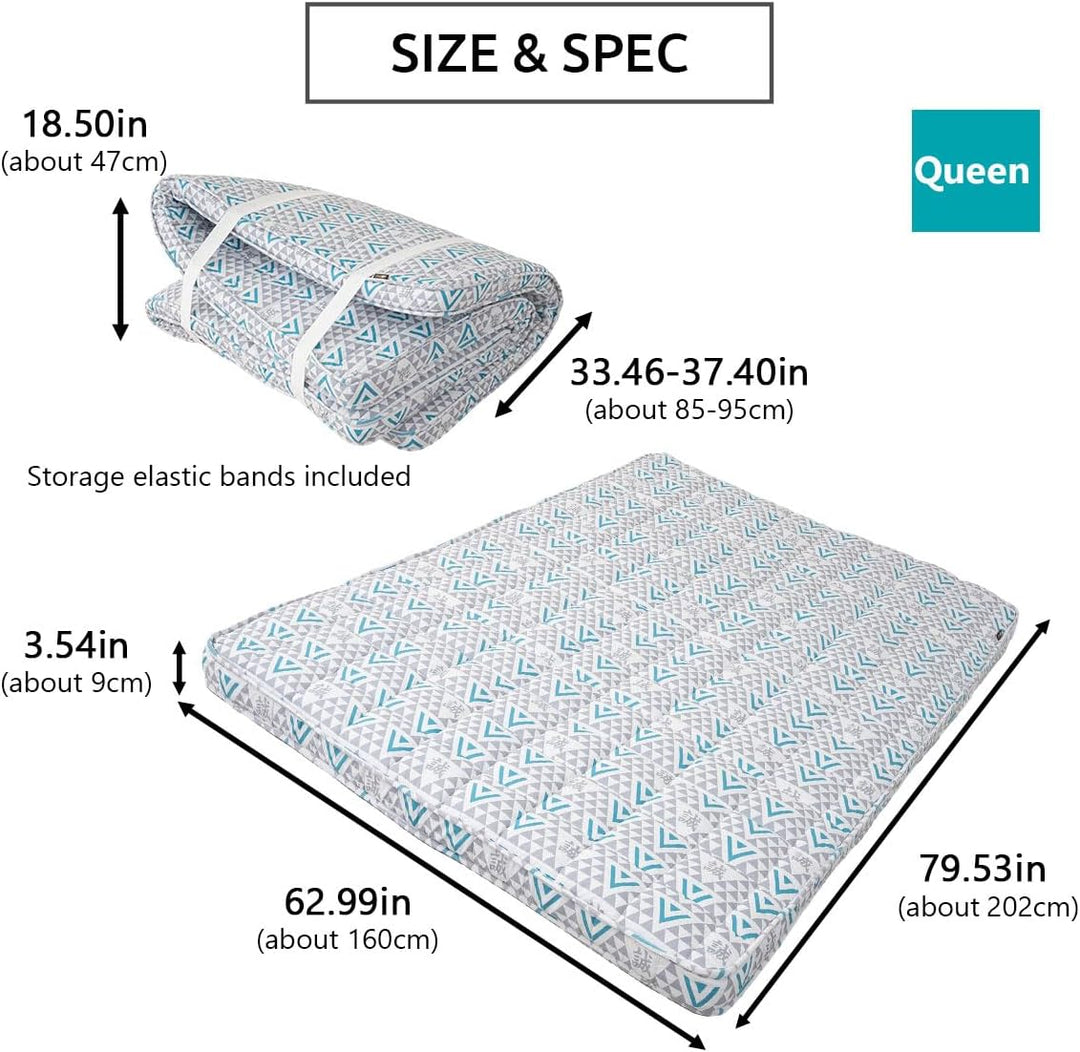 EMOOR Japanische Gepolsterte Futon Matratze Machi 160 x 202 cm Triangle-Grau (Shinsengumi Makoto), U