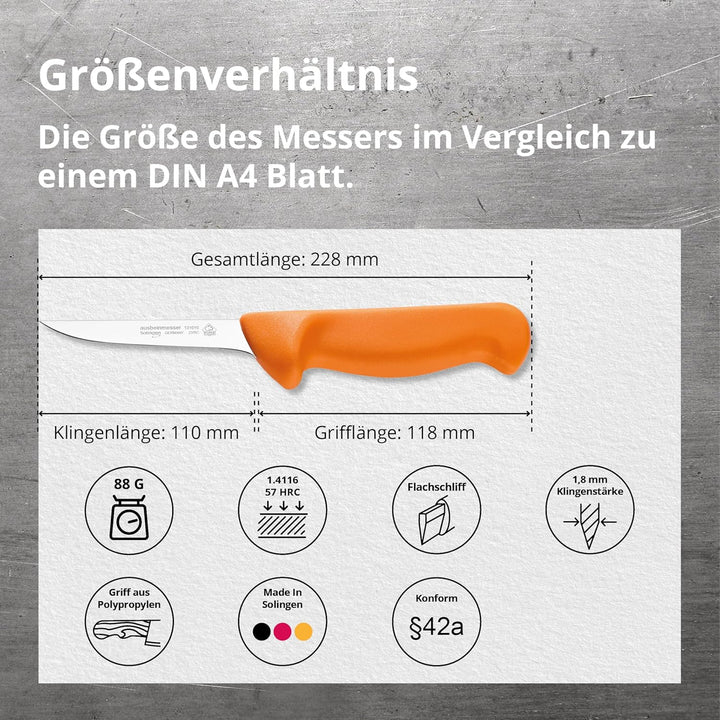 PUMA – Ausbeinmesser - gerade & halbflexibel - kompakt für präzise Arbeiten - 110mm Klinge aus deuts