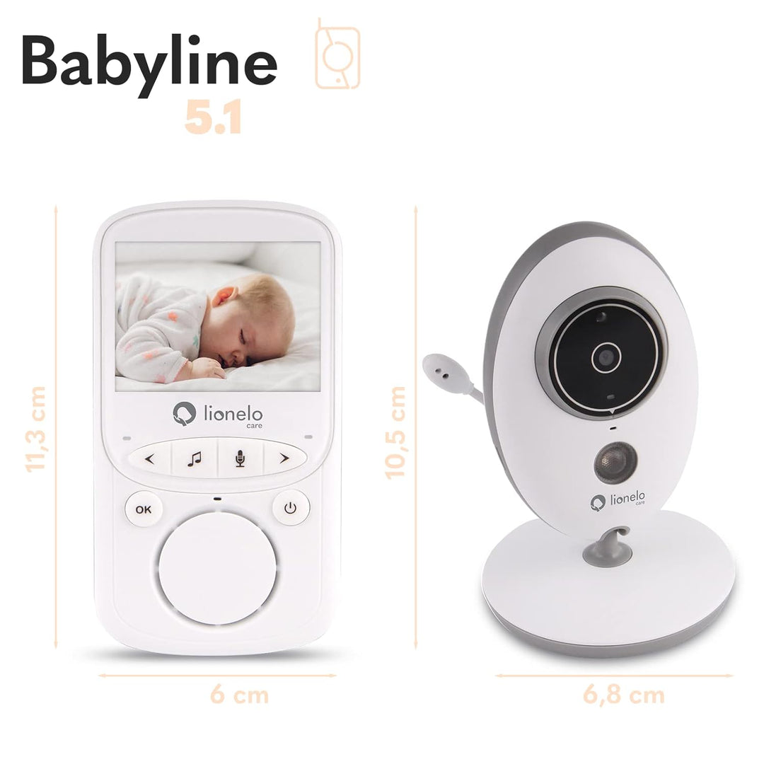 LIONELO Babyline 5.1 Babyphone mit Kamera Zweiwege-Kommunikation, Reichweite von 300 Meter, Zwei Kam