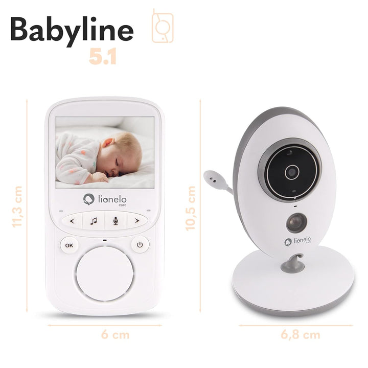 LIONELO Babyline 5.1 Babyphone mit Kamera Zweiwege-Kommunikation, Reichweite von 300 Meter, Zwei Kam