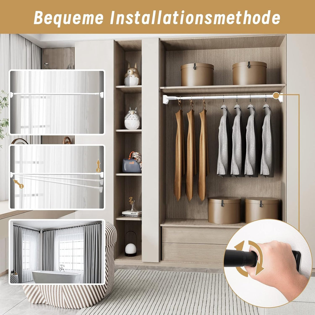 Gardinenstange ohne Bohren - Teleskopstange für Vorhänge, Belastbar bis 85kg, 75-120cm Länge, 33mm D