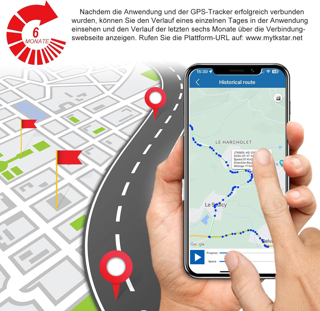 TKMARS 4G Mini GPS Tracker Ohne ABO GPS Tracker mit Kostenloser App für Autos, Dokumente, Kinder, TK