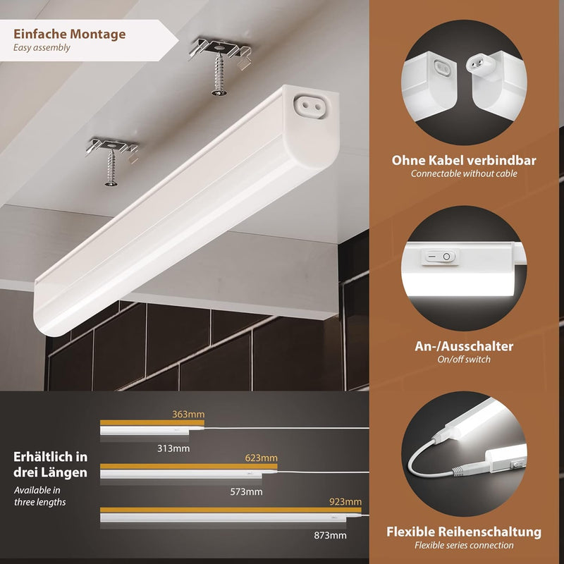 parlat LED Unterbau-Leuchten Rigel, je 87,3cm, mit Schalter, je 1118lm, weiss, 3er Set 87,3cm / 1118