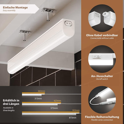 Parlat LED Unterbau-Leuchten Rigel, je 87,3cm, 40cm Kabel, je 1118lm, weiss, 3er Set 3er Set 87,3cm