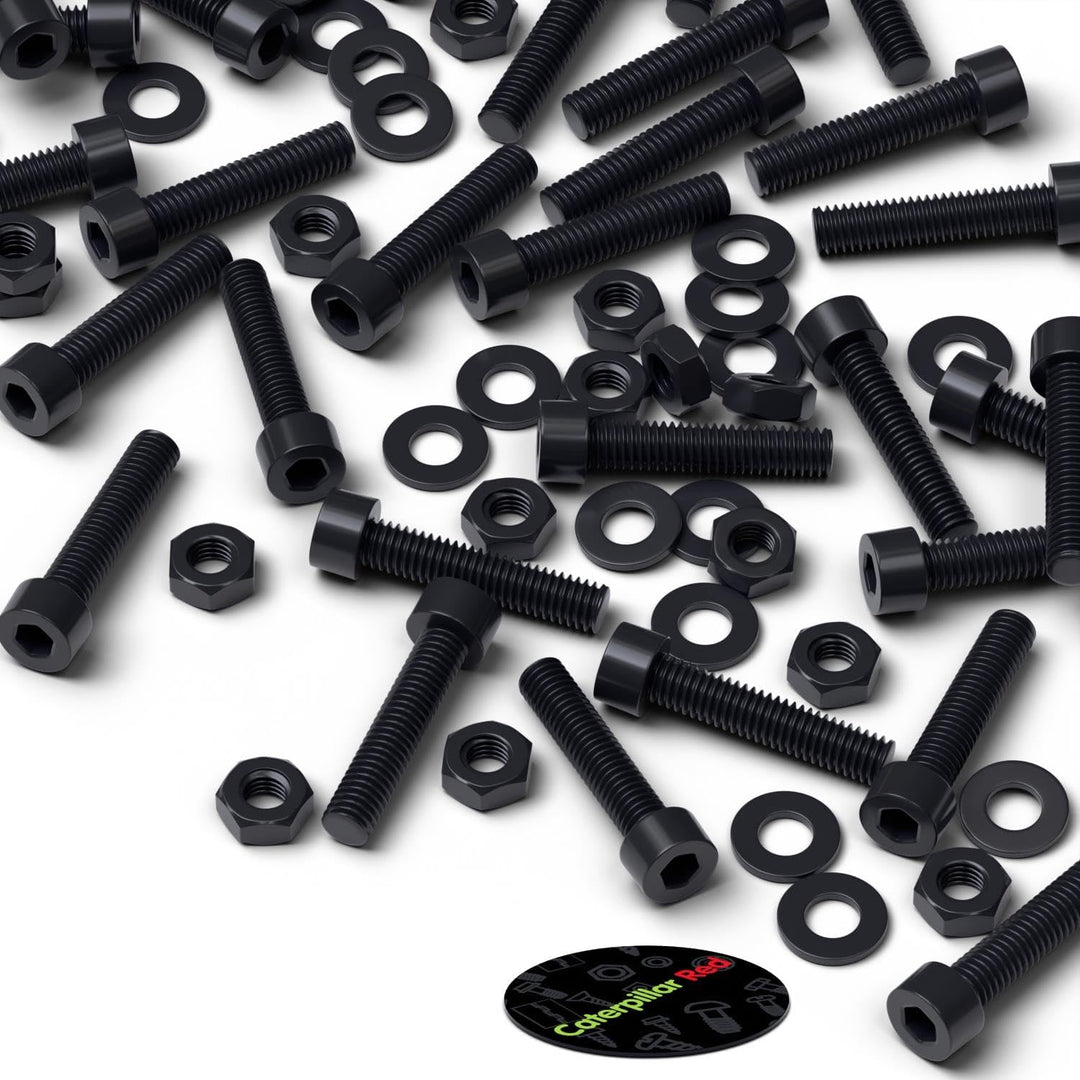 50 x Schwarze Nylon-Inbusschrauben, M4 x 20mm, Kunststoff Maschinenschrauben, Kunststoffschrauben, M