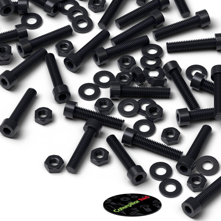 50 x Schwarze Nylon-Inbusschrauben, M4 x 20mm, Kunststoff Maschinenschrauben, Kunststoffschrauben, M