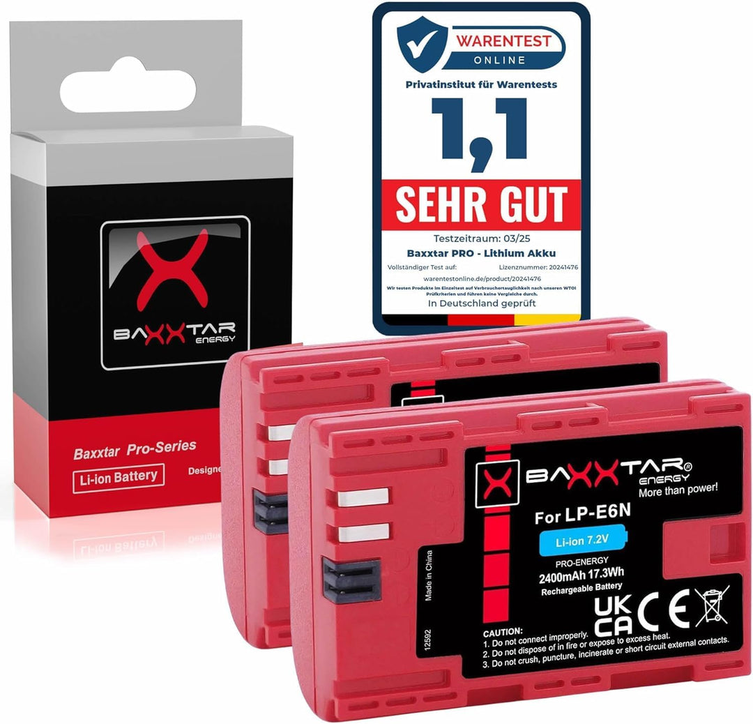 Baxxtar PRO II - Ersatz für Akku Canon LP-E6N (2X) (echte 2040mAh) optimiert 2x