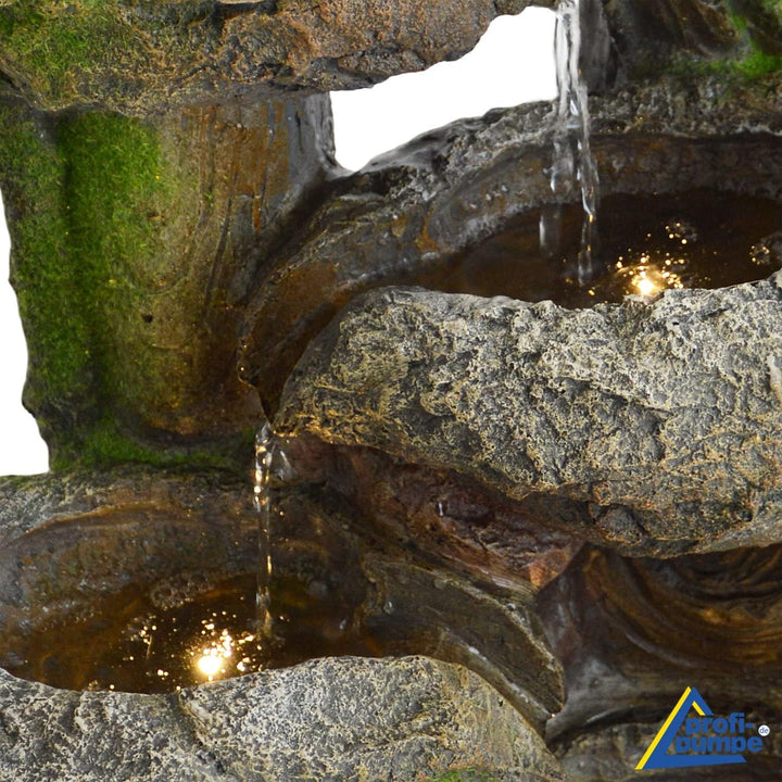 Solar Gartenbrunnen Brunnen Zierbrunnen Zimmerbrunnen Springbrunnen Brunnen mit LED-Licht und Li-Ion