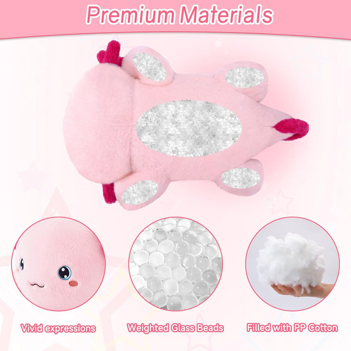 SQEQE Gewichtetes Axolotl Kuscheltier, Weiches Axolotl Plüschtier Kuscheltierkissen mit Gewicht, Nie