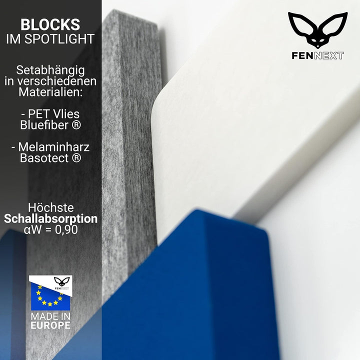 FENNEXT® Schallabsorber Wand Paneele [6 Stk.] für spürbar reduzierte Geräusche I Modernes Akustikbil