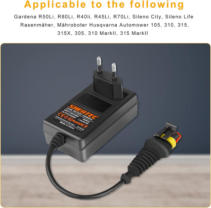 Shentec 28V Akku Ladegerät Kompatibel mit Husqvarna Automower 105, 310, 315, 315X, 305, 310 Mark II,