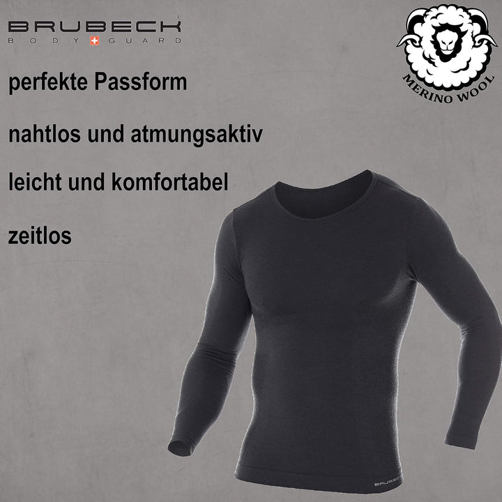 BRUBECK Herren Langarmshirt | Atmungsaktiv | Thermo | Winter-Sport | Outdoor | Oberteil | Funktionsu