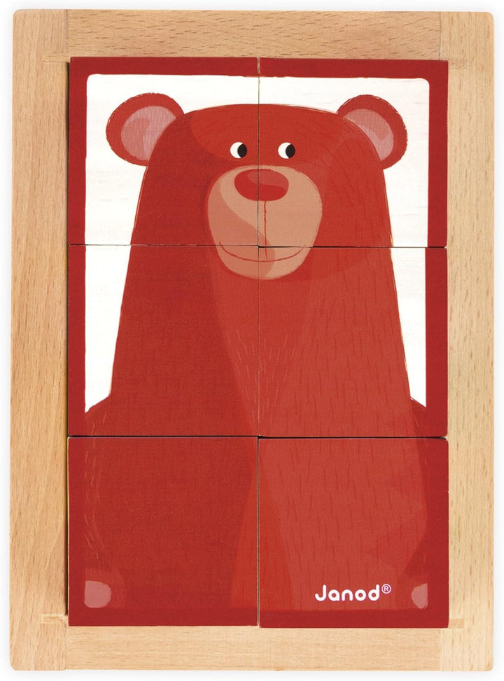 Janod - 6 Forest Blocks in Wooden Box FSC - Wooden Early - Learning Toy - Educational Game - Fine Mo