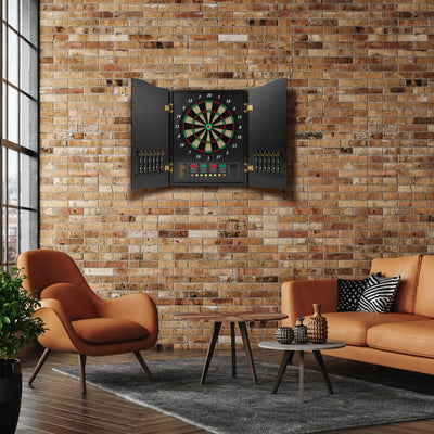 Brovamo Dartscheibe, Dekoratives Dartscheiben-Schrank-Set [12*Soft Tip Darts], Elektronische Dartsch