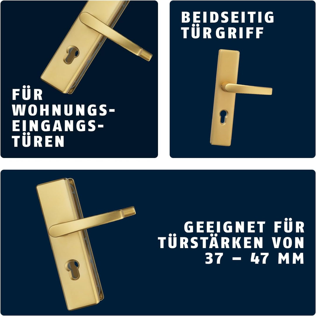 ABUS Tür-Schutzbeschlag KLS114 F3 messing mit beidseitigem Drücker 08297 F3 Messing Beidseitiger Drü
