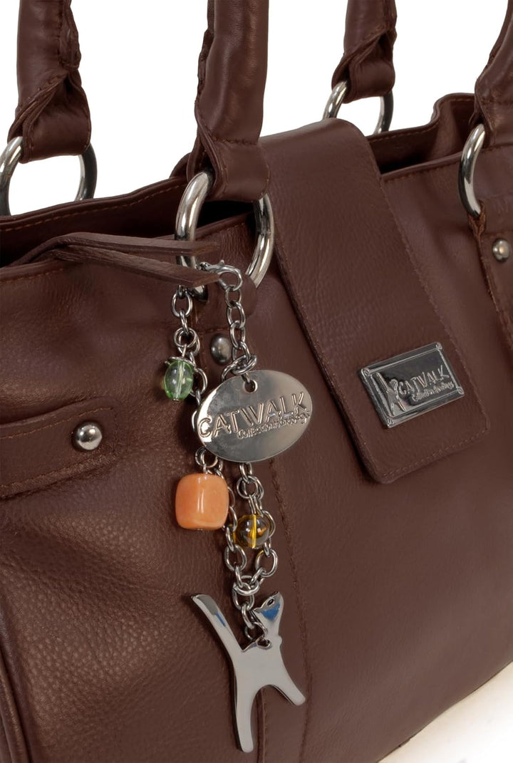 Catwalk Collection Handbags - Damen Leder Schultertasche - Handtasche Mittelgross für Notizbuch A5 -