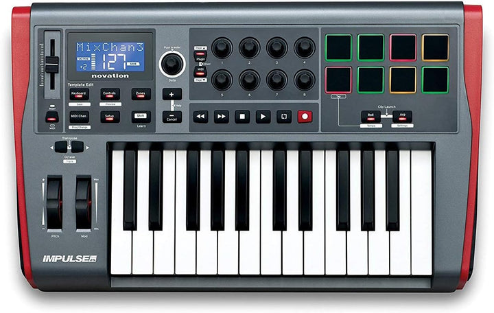 Novation Impulse USB/MIDI-Controller-Keyboard mit 25 Tasten und Buspower – Robuste, sehr reaktionssc