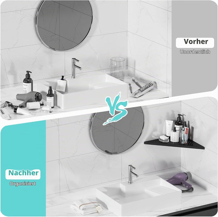 Neodrain Duschablage Edelstahl Eck-Duschregal Schwarze Duschkorb Einbauregal für Badezimmer Aufbewah