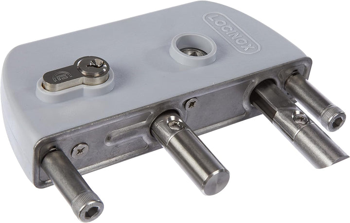 LOCINOX LAKZ4040P1L7040VCAP Gittertorschloss LAKZ4040 P1L, für 40 mm Vierkantrohr, Aluminium RAL7040