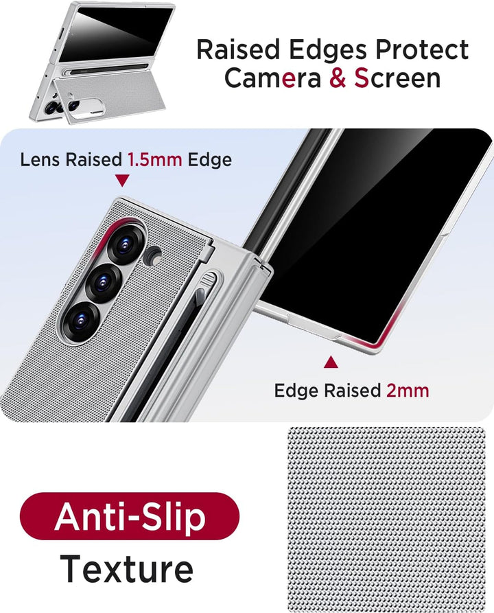 Miimall Kompatibel mit Samsung Galaxy Z Fold 5 Hülle mit S-Pen & Stifthalter, [Anti-SPY Displayschut