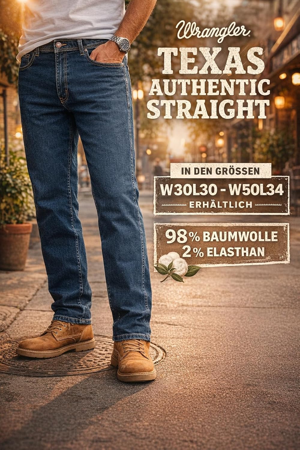 Wrangler Herren Jeans Regular Fit Texas Stretch Hose Authentic Straight Jeanshose Denim Baumwolle Sc