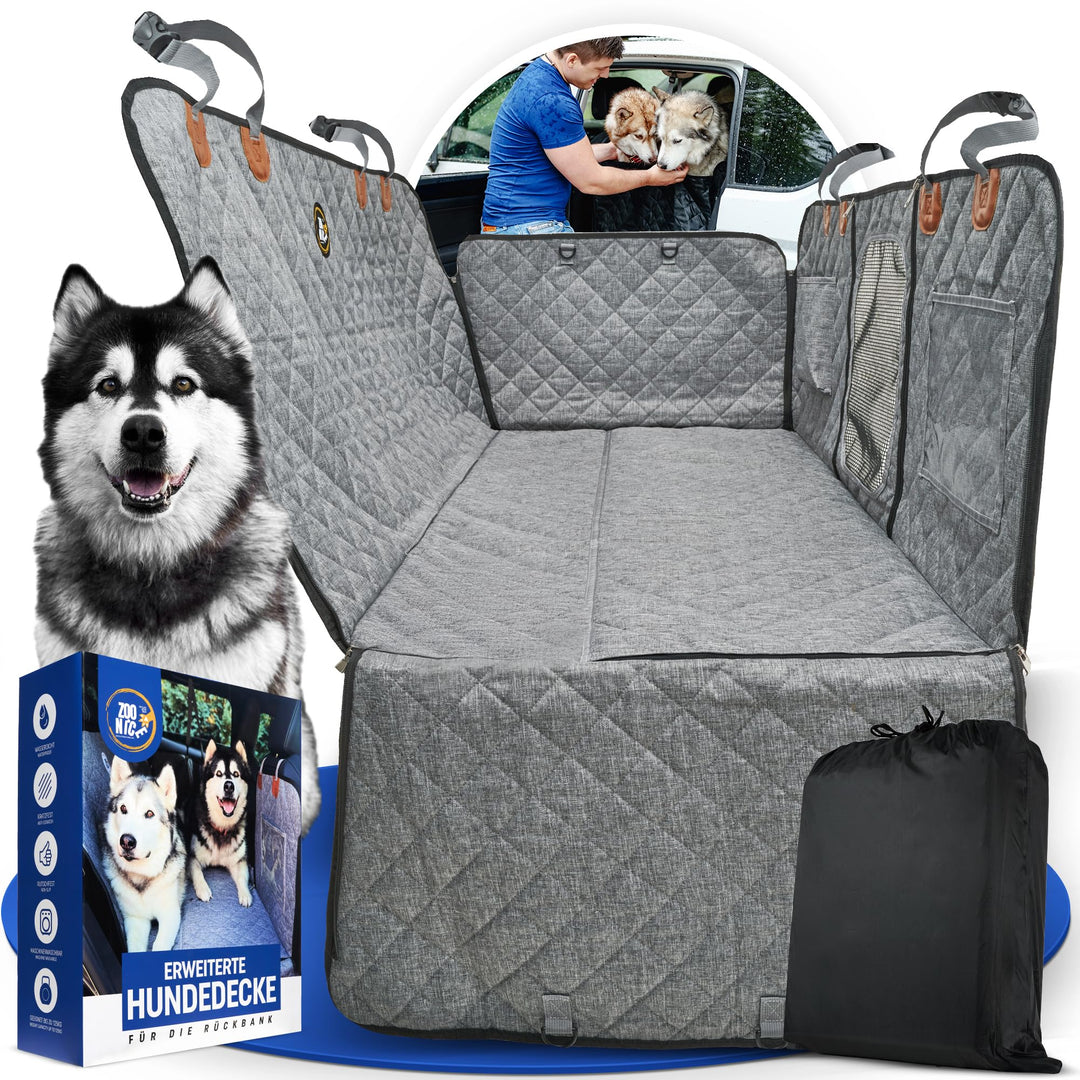 Hundedecke Auto Rückbank [Wasserabweisend, Kratzfest & mit Seitenschutz] | Premium Autoschondecke &