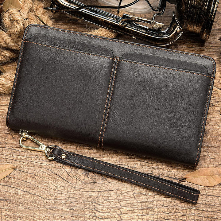 PORRASSO Leder Geldbörse Herren Clutch Tasche Kreditkartenetui Brieftasche Handytasche Portemonnaie