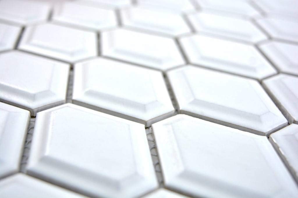 Keramikmosaik Fliesen Mosaikfliesen Keramik Kachel Diamant Metro weiss matt Fliesenspiegel Küchenfli