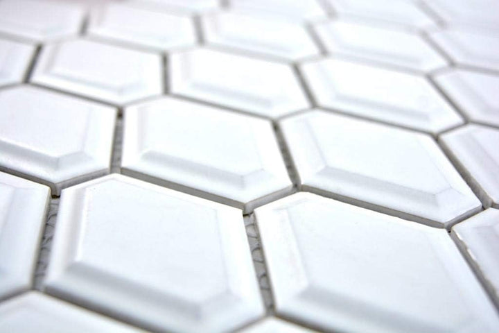 Keramikmosaik Fliesen Mosaikfliesen Keramik Kachel Diamant Metro weiss matt Fliesenspiegel Küchenfli
