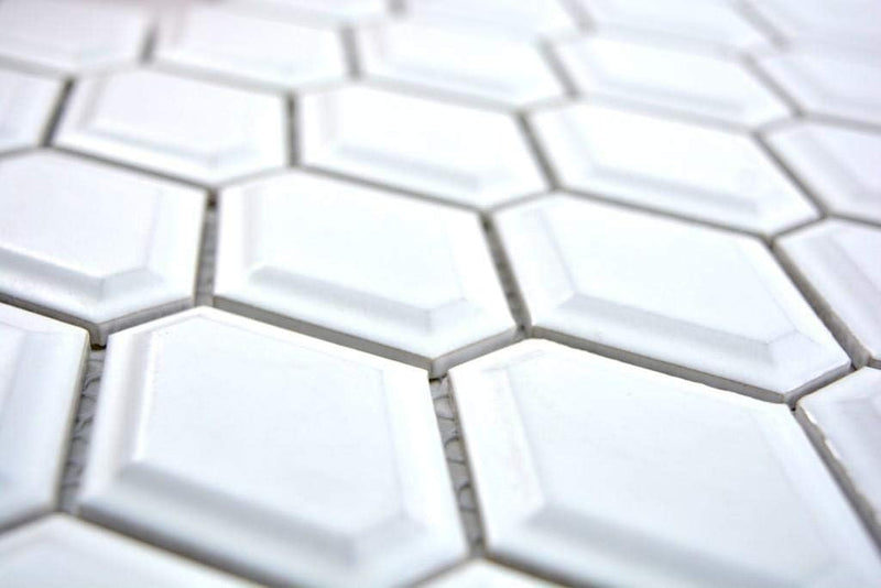 Keramikmosaik Fliesen Mosaikfliesen Keramik Kachel Diamant Metro weiss matt Fliesenspiegel Küchenfli