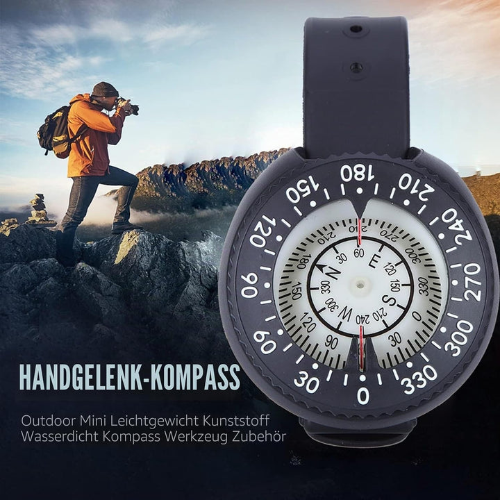 Dilwe Handgelenk Kompass, Wasserdicht Tauchkompass Scuba Tauch Kompass Outdoor Kompass für Survival,