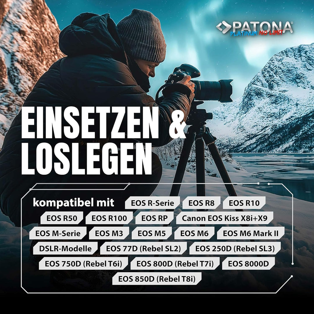 PATONA 2X Platinum Akku Ersatz für Canon LP-E17 LPE17 mit USB-C, 1000mAh | Ersatzakku für EOS RP R10