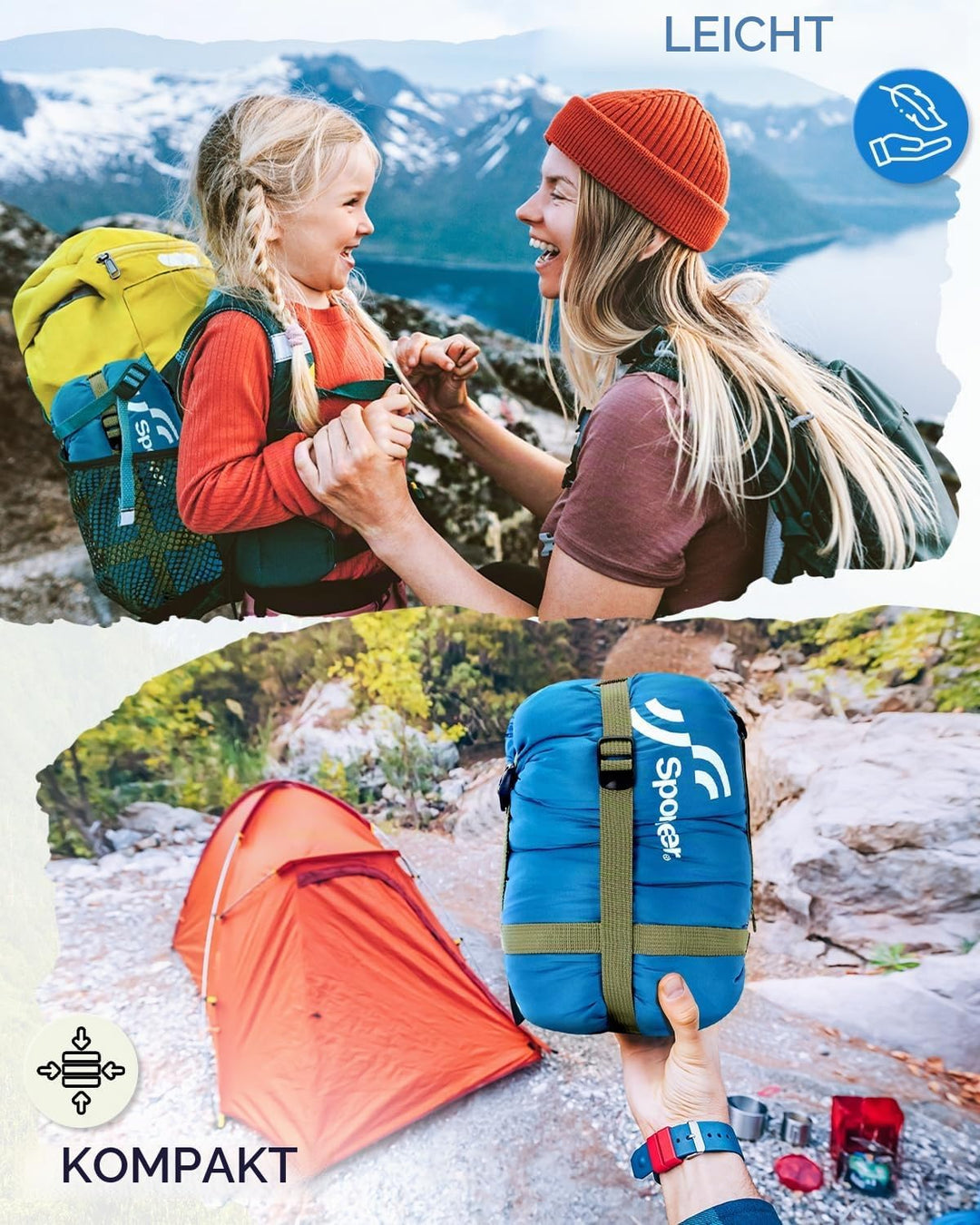 Schlafsack Sommer Schläfsack: Sportneer Warmes Sommer Schlafsacke Tragbar Leicht Wasserdicht Sleepin