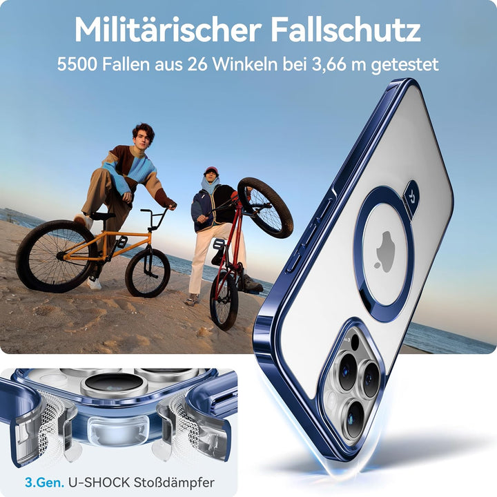CASEKOO Original Titan Blau für iPhone 16 Pro Hülle mit MagSafe & Unsichtbarer Ständer [Militärschut