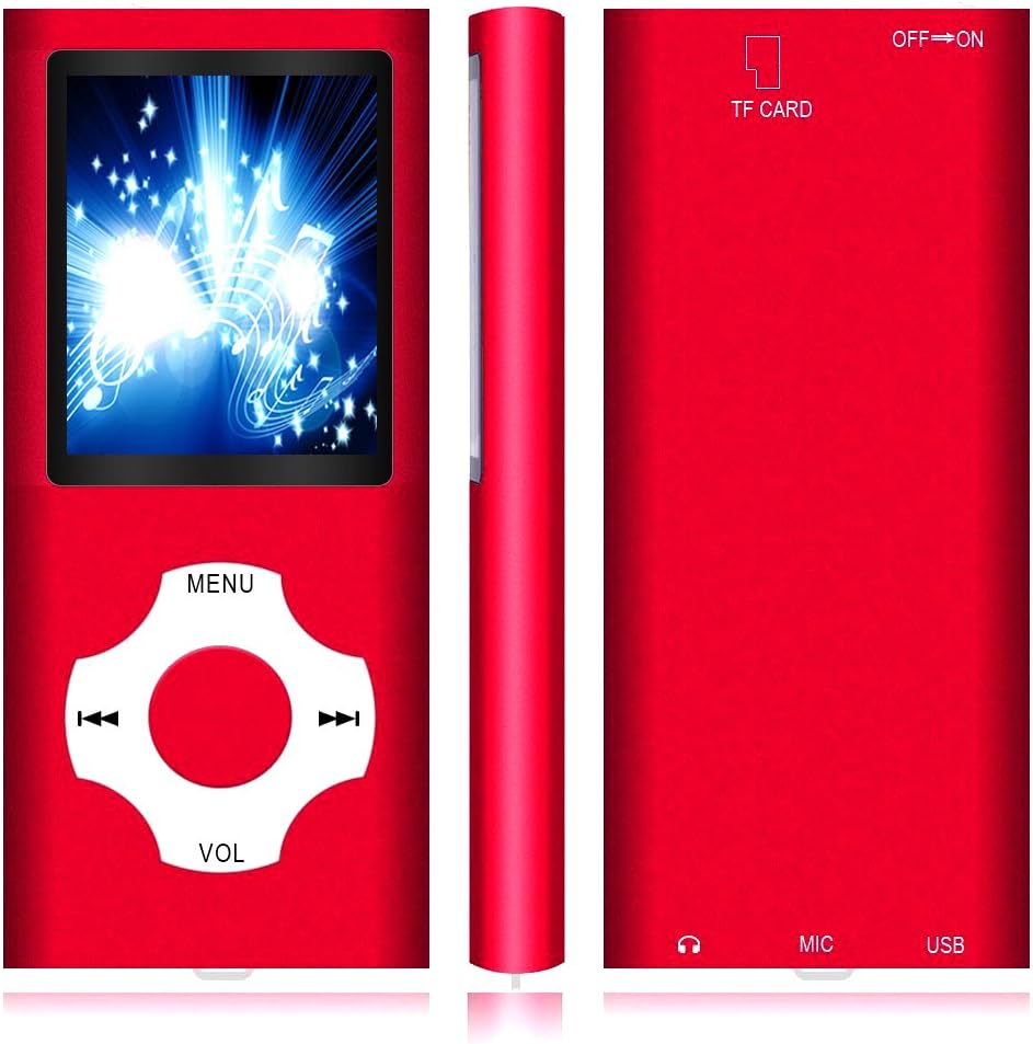 Hotechs MP3-Player/MP4-Player, MP3-Player mit 32 GB Speicherkarte, schlankes Design, digitales LCD-D