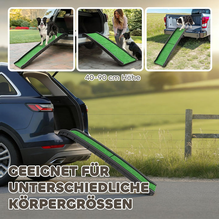 PawHut Hunderampe klappbar Hundetreppe Auto & SUV rutschfest Einstiegshilfe für Kofferraum, 155x38,5