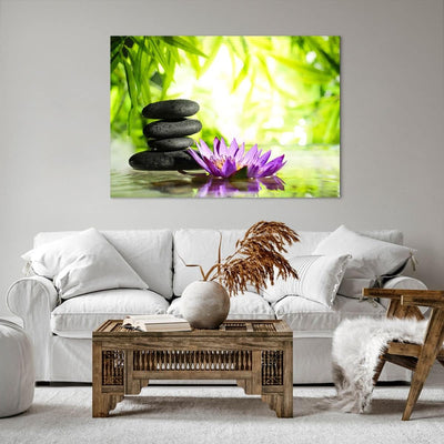 Bilder auf Leinwand 100x70cm Leinwandbild Spa bambus blume wasser Gross Wanddeko Bild Schlafzimmer K