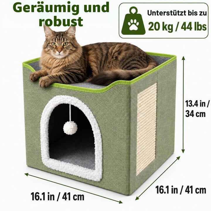 FURRYPAWS Katzenhöhle - Gemütliches Katzenhaus für drinnen und draussen, Ideal als Katzenhaus Indoor