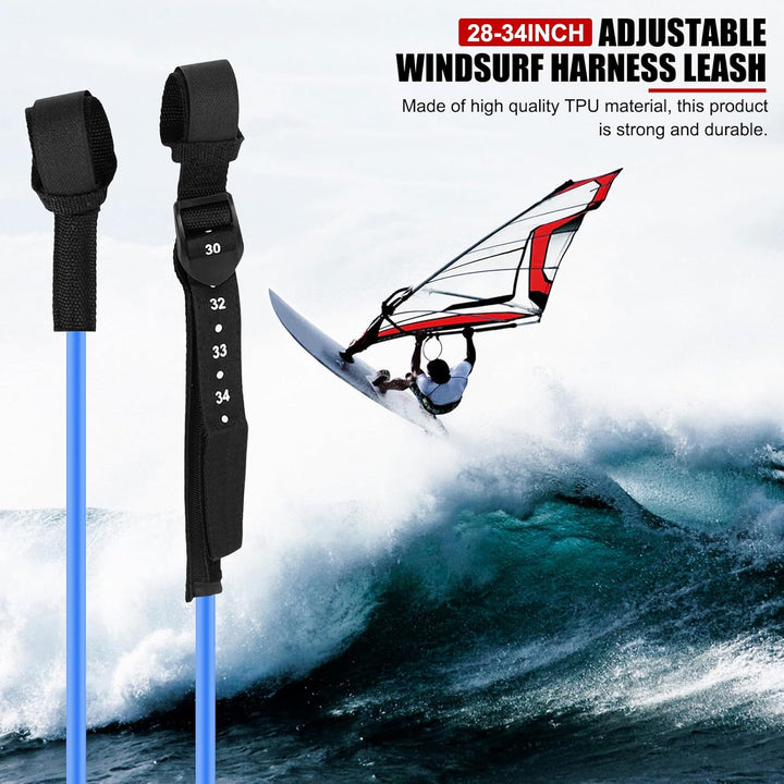 EVTSCAN Surfing Leash String, 2PCS 28-34 Zoll Schwarz Einstellbare Sicherheits-Windsurf-Gurte, Leine