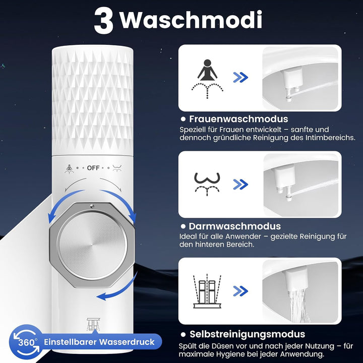 FEELSO ultraflacher Bidetsitz mit Filter, Doppel-Düsen Vor-/Rückwäsche | Selbstreinigende Düsen, str