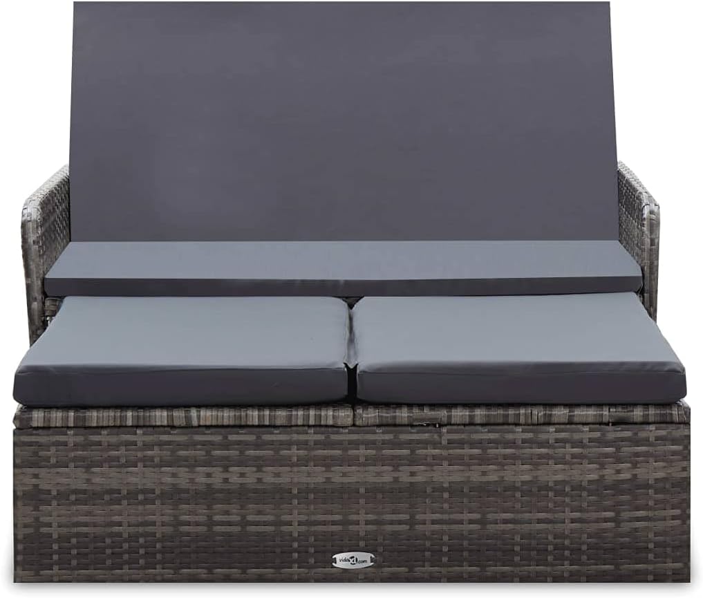 vidaXL Gartenmöbel 2-TLG. mit Auflagen Speicherfunktion Sitzgruppe Lounge Sofa Hocker Gartensofa Gar