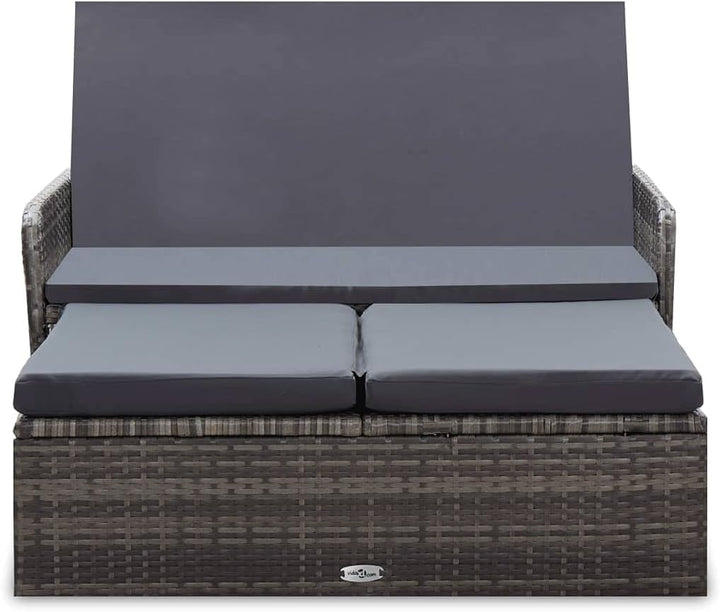 vidaXL Gartenmöbel 2-TLG. mit Auflagen Speicherfunktion Sitzgruppe Lounge Sofa Hocker Gartensofa Gar