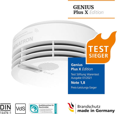 Hekatron 31-5000030-02-01 weiss Rauchmelder, Genius Plus X 3V, 4er Pack inkl. Funkmodule, 4er Pack i