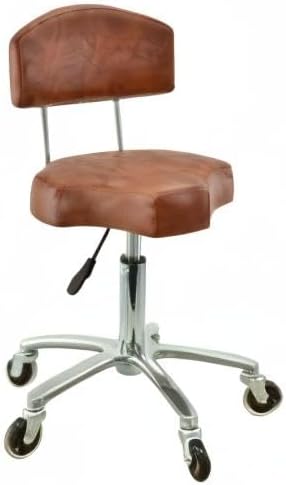 VAKON SALON - Ergonomischer Rollhocker mit Lehne in Hellbraun - Höhenverstellbarer von 50-65 cm - Pr